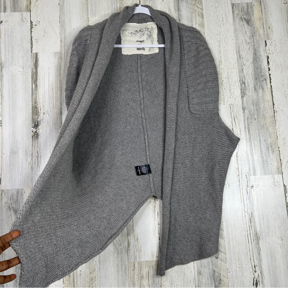 Angel of North Womens Lambswool Sleeveless Cardigan Size M/L Open Front Knit Top - Picture 5 of 9